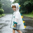 thumbnail image 2 of Toddler Kids Waterproof Dinosaur Spikes Shape Hooded Rain Coat with Transparent Brim for School Travel Rainwear 7-8 Years, 2 of 9