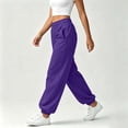 thumbnail image 5 of Womens Jogger Sweatpants Elastic High Waist Solid Relaxed Fit Joggers Ribbed Cuff Casual Athletic Trousers with Side Pockets Purple L, 5 of 6