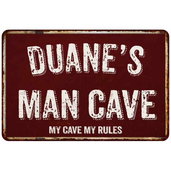 DUANE'S Man Cave Sign Garage Mancave Decor Accessories Signs Vintage Retro Rustic Tin Wall Art Name Home Beer Dads Gift 8 x 12 Matte Finish Metal 108120003155