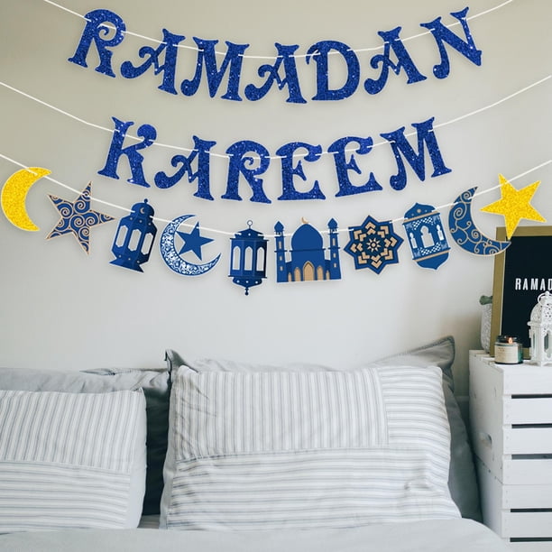 Bandera Rústica de Eid Mubarak perfecl Banderines colgantes musulmanes para Decoración de fondo
