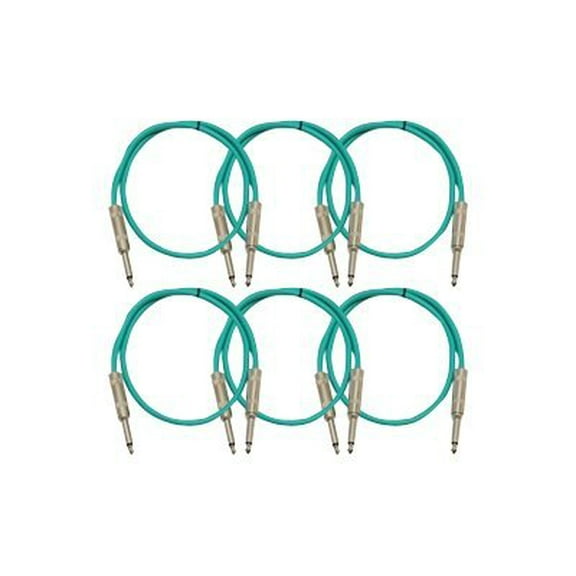 Seismic Audio SASTSX-3 - Audio cable - mono jack male to mono jack male - 91 cm - shielded - green (pack of 6)