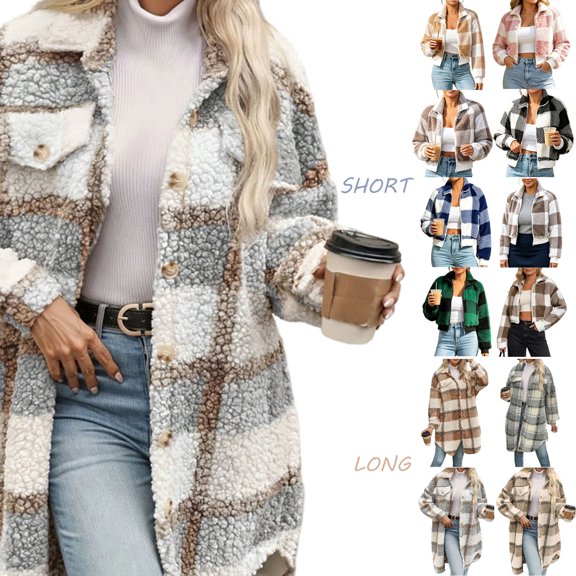 Fleece Jacket Women Dqueduo Women's Fashion Long Sleeve Winter Leisure Refined Casual Jacket , Multiple Styles Light Blue XL