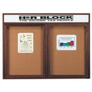 Aarco Products WBC4872RH Enclosed Bulletin Board with Header - Walnut