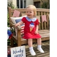 thumbnail image 6 of BemeyourBBs Toddler Baby Girl 4th of July Dress Fourth of July Outfit Baby Girls Patriot Independent Day Summer Dress Ice Cream Bow Embroidered Plaid Doll Collar Short Sleeve A-line Dresses, 6 of 9