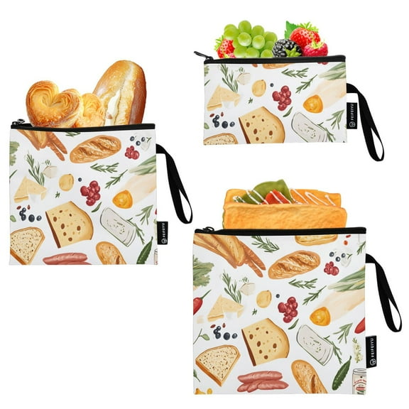 Dailycode Reusable Ziploc Bags Leakproof Sandwich Snack Freezer Bags Bread Vegetables Wine 3 pack