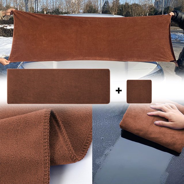 Jioakfa Automotive Interior Accessories 2 Microfibre Car Wash Towels,Highly Absorbent,Not Easy To Fall Out,Suitable For Car Washing,Wiping The Car Coffee Size