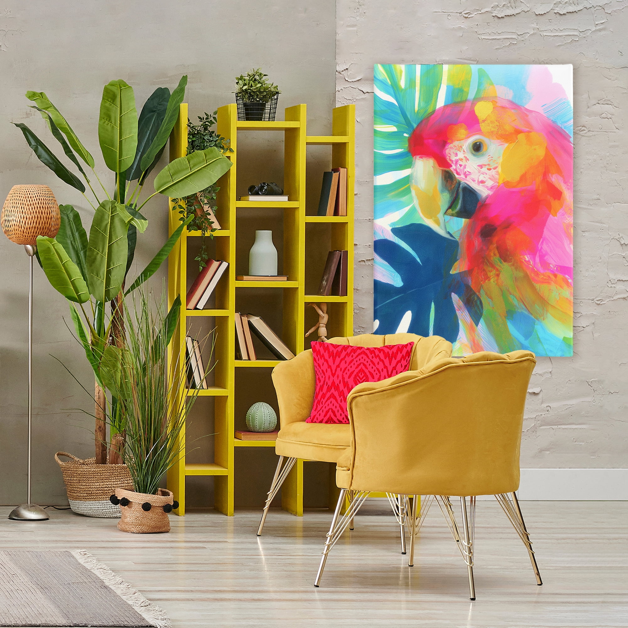 Stupell Industries Scarlet Macaw in Paradise Canvas Wall Art, design by Chromatic Storm Studio