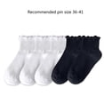 thumbnail image 5 of lanema 5 Pairs Women Vintage Black White Cotton Socks Student Casual Frilly Ruffle Trim Ankle Socks Hosiery, 5 of 18