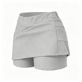 thumbnail image 5 of Skorts for Women with Pockets Casual Summer Cute Stretch Tummy Control High Waisted Skirts with Shorts Underneath Light Gray L, 5 of 6