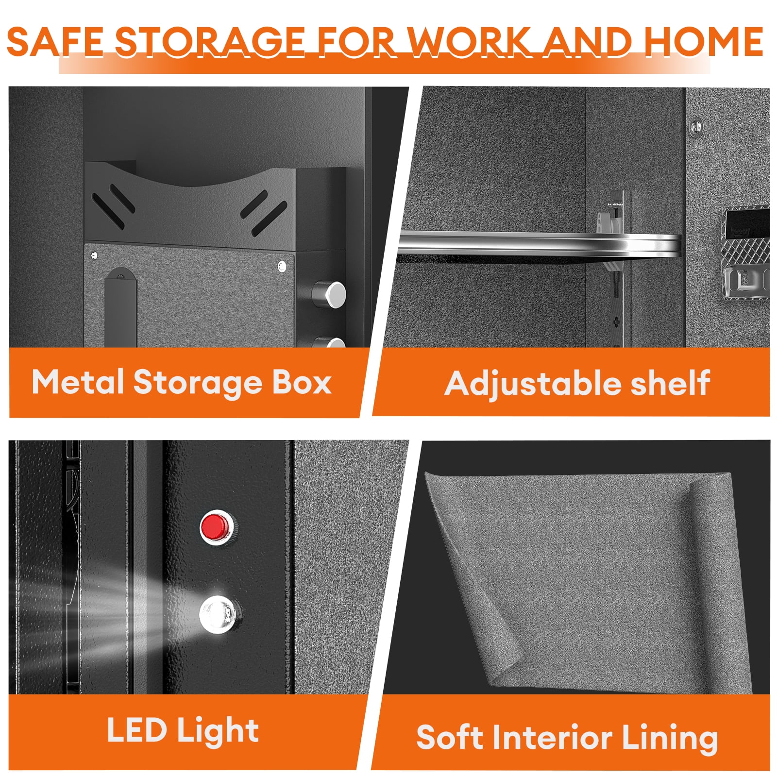 6.0 Cu ft Large Safe Box, Money Safe With Mute Function and LED Light, Digital Keypad Home Safes with Deposit Slot & Dual Alarm System,Security Box for Money Valuables