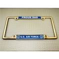 thumbnail image 4 of [Officially Licensed Product] - U.S. Air Force Proud Dad - Domed Custom-Made Personalized Narrow (Thin) Top 4 Hole Metal Car License Plate Frame with Free caps - Gold (Qty: 1 Frame), 4 of 8