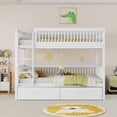 thumbnail image 2 of Twin-Over-Twin Wood Bunk Bed Convertible into 2 Platform Beds, Kids Storage Bed Frame with 2 Drawers, Ladder & Safety Guardrails, 2 of 8