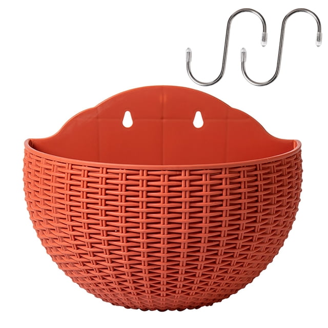 Flowerpot Wall Planter Hanging Home Decoration Balcony Semicircular Gift European Style Planters Imitation Rattan Vase