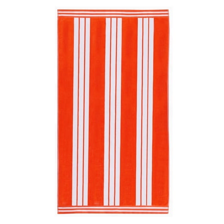 Superior Cotton Striped Oversized Beach Towel Set of 2, 34" x 64", Coral