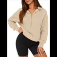 thumbnail image 1 of Sudadera con Capucha de Otoño para Mujer, Sudadera Corta de Larga con Media Cremallera, Jersey de Invierno, Ropa de Moda Albaricoque L, 1 of 10