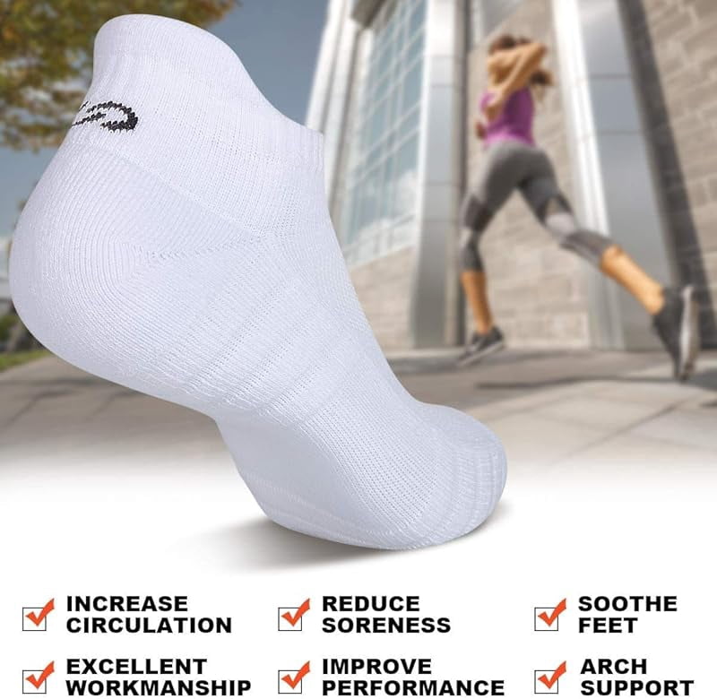 Lapulas Athletic Running Ankle Socks, Low Cut Cushioned Anti-Blister Tab Sports Socks Men Women 6Pairs