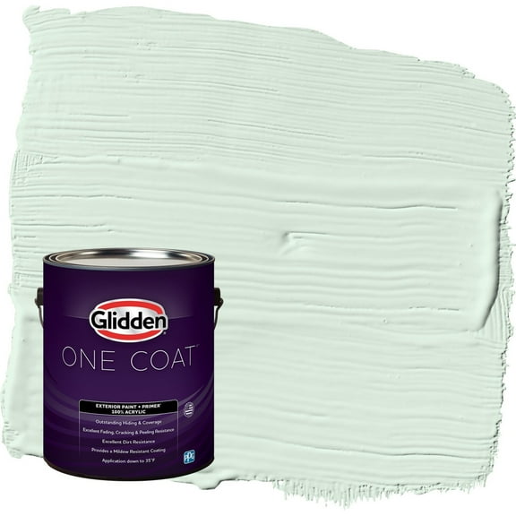 Glidden One Coat Tint of Green / Green Flat Exterior Paint with Primer, 1 Gallon