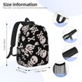thumbnail image 5 of Rateoe black white Skull bone Pattern Student Backpack Water-resistant Backpack 15-inch Laptop Backpack Lightweight Adjustable School Backpack, 5 of 6