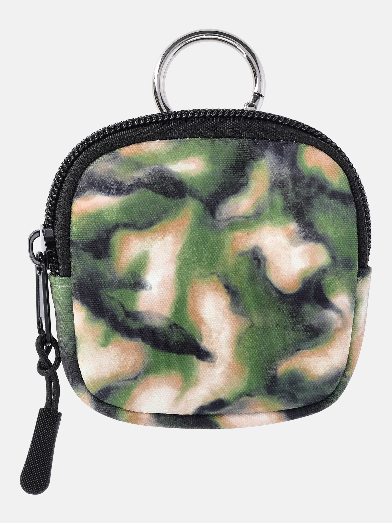 Weekend Academy Girls Mini Zip Pouch Bag Charm, Olive Abstract Camo