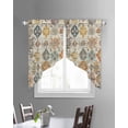 thumbnail image 3 of Farmhouse Morocco Swag Valances for Windows, Boho Abstract Shabby Texture Art Rod Pocket Sheer Valances for Small Windows, Swag Toppers Light Filtering for Kitchen Living Room 2 Panels 28''x36'', 3 of 6