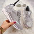 thumbnail image 2 of JINMGG Sneakers for Women Plus Clearance Fashion Women Casual Pumps Thick Bottom Hot Drilling Zipper Lacing Sports Shoes Gray 43, 2 of 5