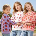 thumbnail image 6 of DOZINSIX 3 Pack Toddler Girls Crewneck Sweatshirts Kids Cotton Strawberry Print Long Sleeve Fall Winter Pullover Tops, 6 of 9