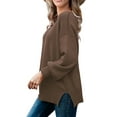 thumbnail image 3 of MOSHU Crewneck Sweaters for Women Drop Shoulder Long Sleeve Tops Side Slit Oversized Pullover Sweaters, 3 of 9
