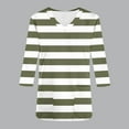 thumbnail image 4 of Xfvqtps Scrub Tops for Women Striped Soft V-Neck 3/4 Sleeve Scrubs Comfortable Nursing Uniforms New Casual Printed T-shirt Nursing Clothes Top Working Uniforms with Pockets Olive Green, 4 of 5