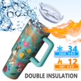 thumbnail image 5 of OBREWU BoxerDog and Floral Tumbler with Handle and Lid,BoxerDog and Floral 40oz Double Wall Vacuum Insulated Tumbler,Cups Gift for Women and Men, 5 of 7