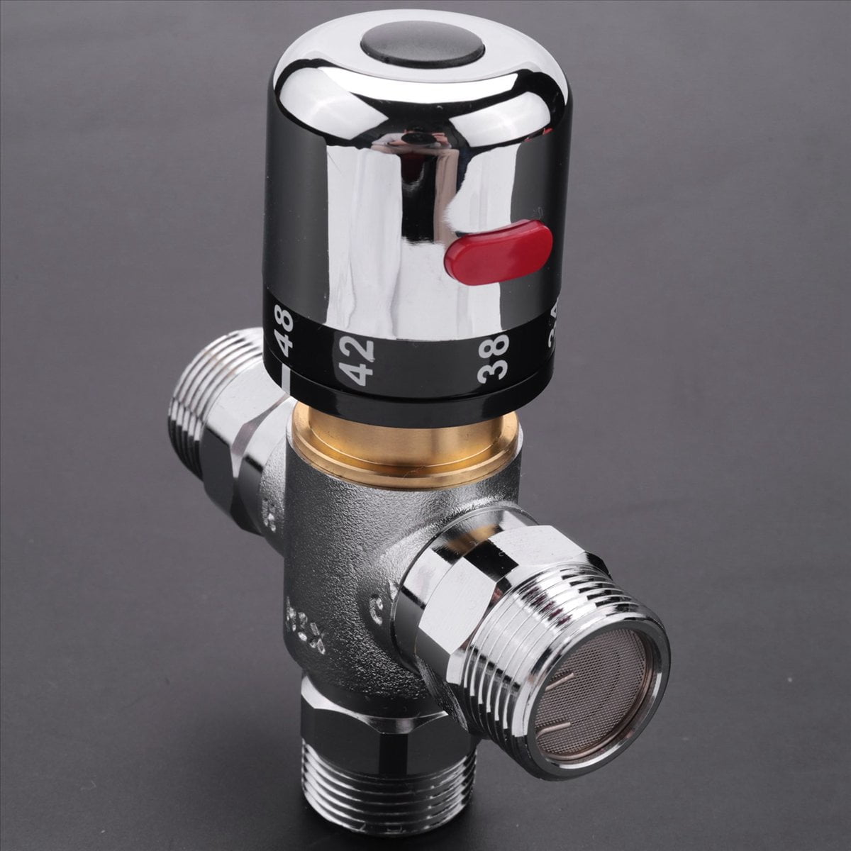 2X Solid Copper 3-Way Thermostatic Mixing Valve 3/4 Inch Solar Water Heater Valve Regulating Temperature Control Valve
