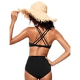thumbnail image 2 of Top de Bikini CRZ YOGA con Nudo Frontal y Escote en V Negro Talle Grande, 2 of 6