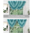 thumbnail image 5 of Waterfall Valances for Windows, Teal Turquoise Aqua Ombre Kitchen Sheer Valance Curtains, Contemporary Abstract Lines Rod Pocket Elegant Swag Valances for Living Room Bedroom, 47.2"x38.5", 1 Panel, 5 of 8
