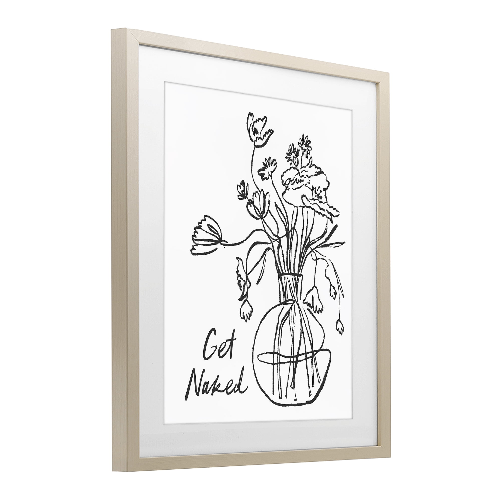 Stupell Industries Get Naked Flower Contour Birch Framed Print Under Glass, design by Lettered and Lined