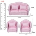 thumbnail image 3 of 1:/12 Dollhouse Furniture Couch, Vintage Double Lover Seat Wooden Handmade Singlg Pink Modern Settee Model Playhouse Living Room, 3 of 8