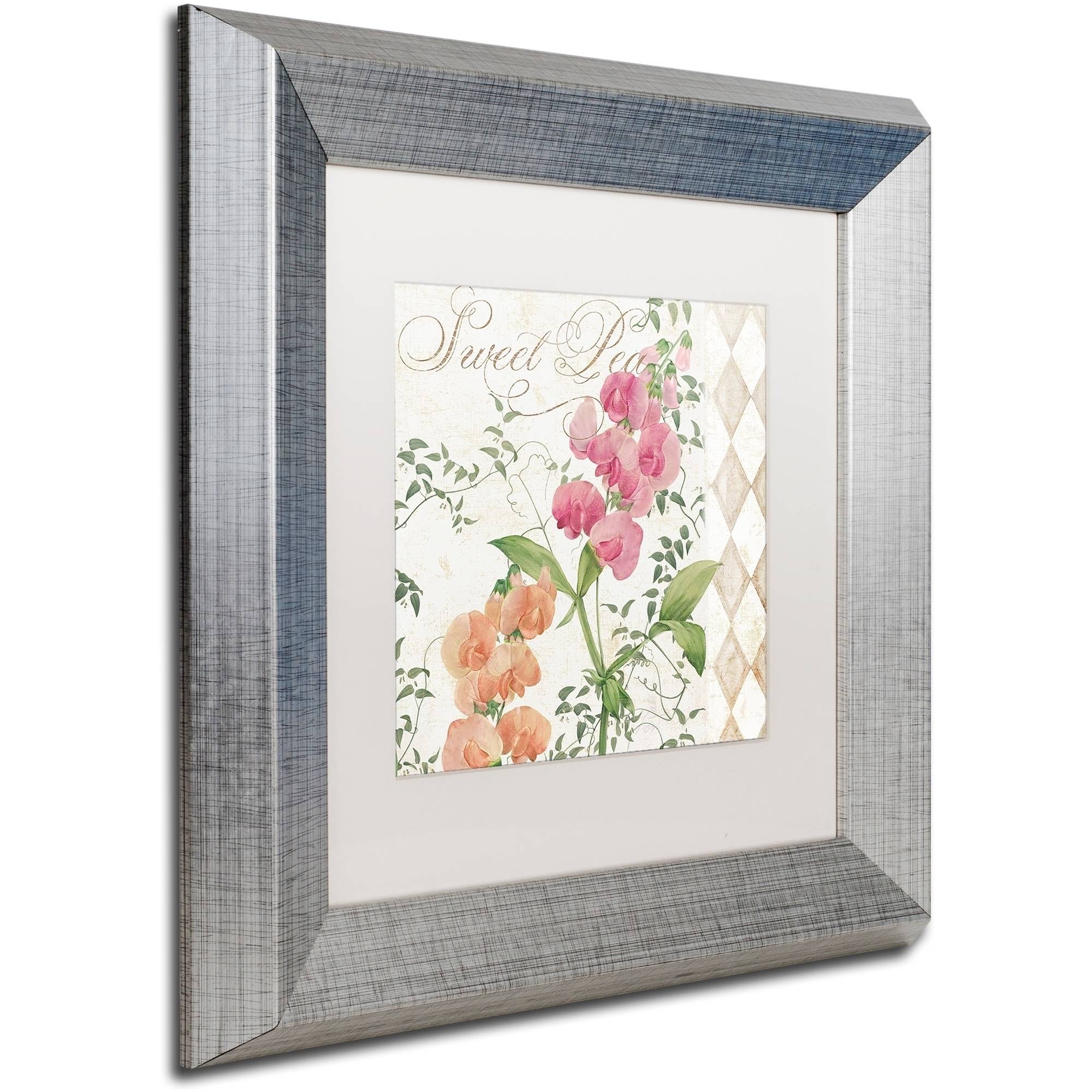 Trademark Fine Art "Sweet Pea" Canvas Art by Color Bakery White Matte, Silver Frame