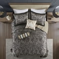 thumbnail image 4 of Madison Park Aubrey 5-Piece Cotton Reversible Jacquard Bedspread Set - Black, 4 of 5