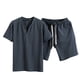 thumbnail image 2 of WILLBEST Conjunto de Verano de Pantalones Cortos Casuales de Manga Corta para Hombre, Traje de Dos Piezas de Color Liso Corto, Trajes y Conjuntos para Hombre, 2 of 5