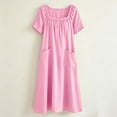 thumbnail image 3 of Bosfbaoi Dresses for Women Casual Flowy A-Line Dress Square Neck Short Sleeve Maxi Womens Dresses with Pockets Summer Dresses for Women 2026, 3 of 8