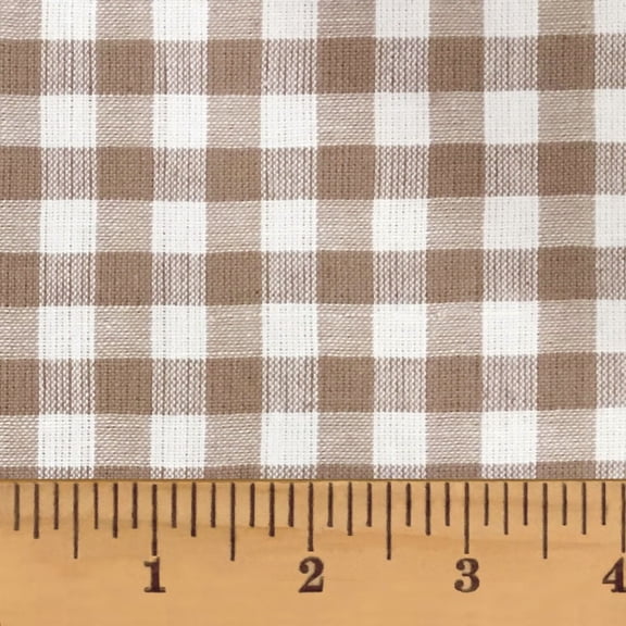 Oatmeal 5 Taupe Beige Plaid Homespun Cotton Fabric Sold by the Yard - JCS Fabric