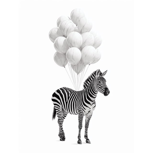 Qisvanset Pink Balloon Zebra Canvas Print 12x16 Inch Entryway Art