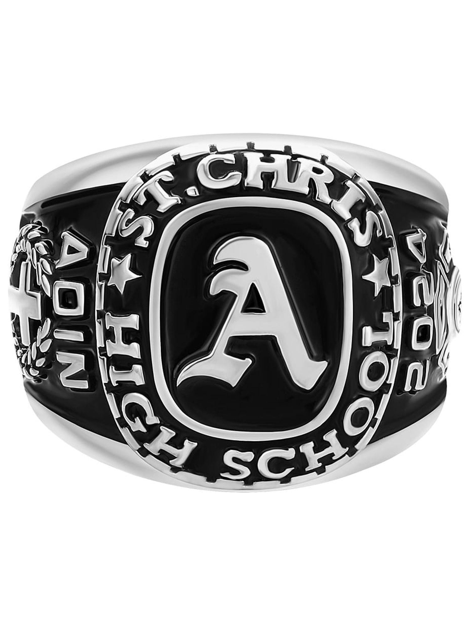 Order Now for 2025 Graduation, Freestyle Men's Old English Initial Class Ring, Personalized, High School or College