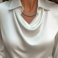 thumbnail image 2 of ZEHJUHAN Women's Solid Color Pleated Shirt Collar Long Sleeve Blouse Elegant Casual Office Shirt for Fall Spring White，L, 2 of 6