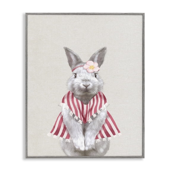 Stupell Industries Contemporary Maid Bunny Kids Animal Pink Gray Framed Giclee Art, 11 x 14, by Ziwei Li