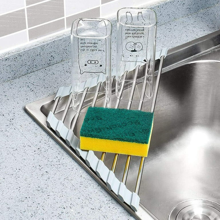 HAIKANGSHOP Triangle Dish Drying Rack, Dish Drainer Over Sink Foldable  3-Layer Kitchen Drain Organizer Storage Space Saver Shelf Holder