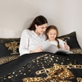 thumbnail image 4 of Erosebridal Chic Cheetah Print Twin Bedding Sets, Personalized Initial F Bedding Comforter Set, Black Brown, Black Reversible 7-Piece, 4 of 6