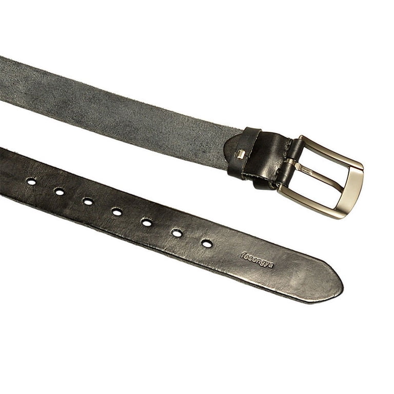 Classic Buckle Men's Leather Belt for Jeans & Dress Pants - 3.8cm Genuine  Leather Belt in Black/Brown - Walmart.com