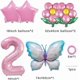 thumbnail image 2 of 2nd Birthday Decoration Butterfly Balloons,Pink Blue Butterfly Fairy Flower Foil Balloons for Girls 2nd Birthday Party Decoration Baby Shower Supplies, 2 of 2