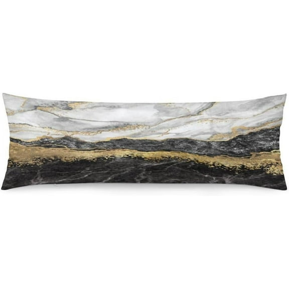 Black Gold Grey Marble Texture Modern Navy Mushroom Body Pillow Cover Soft Long Pillow Case Protector with Zipper Large Cushion Covers Farmhouse Decorative Bedding for Couch,Sofa,Home Gifts 20"X54"