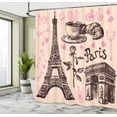 thumbnail image 5 of Ambesonne Eiffel Tower Shower Curtain, Bakery in Paris Eiffel, 69"Wx84"L, Pink Dark Brown, 5 of 5