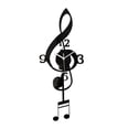thumbnail image 1 of Reloj de pared con notas musicales, arte de notas musicales, acrílico, decoración de pared, regalo, movimiento silencioso negro, 1 of 6